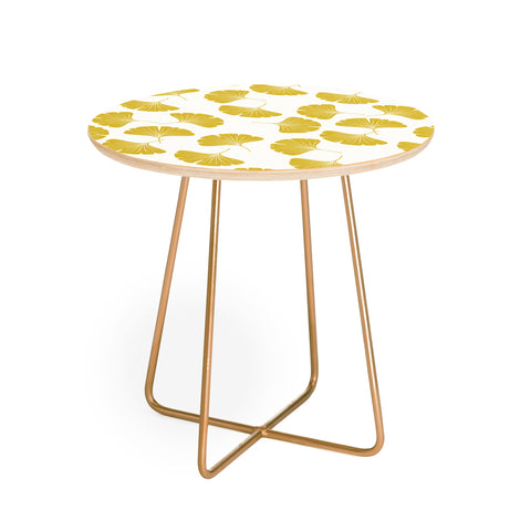 Little Arrow Design Co gold ginkgo leaves Round Side Table