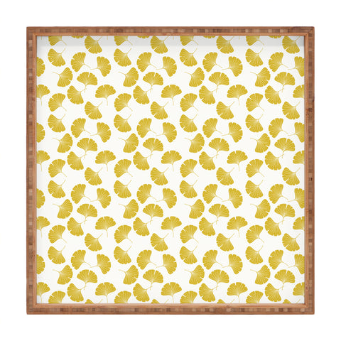 Little Arrow Design Co gold ginkgo leaves Square Tray