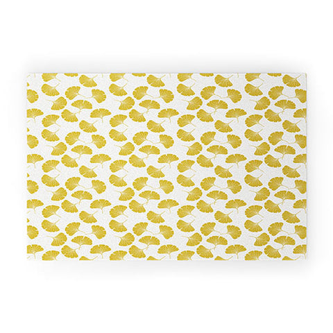 Little Arrow Design Co gold ginkgo leaves Welcome Mat