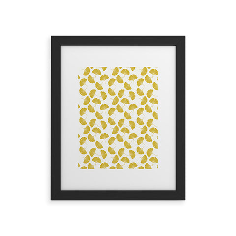 Little Arrow Design Co gold ginkgo leaves Framed Art Print