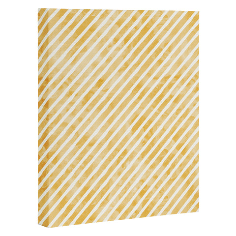 Little Arrow Design Co gold watercolor stripes diagonal Art Canvas