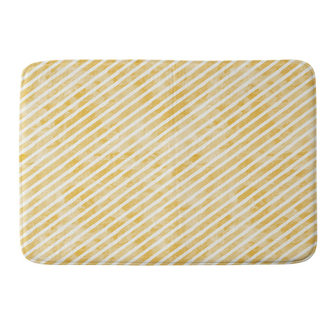 Little Arrow Design Co gold watercolor stripes diagonal Memory Foam Bath Mat