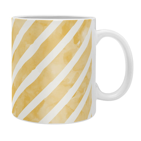 Little Arrow Design Co gold watercolor stripes diagonal Coffee Mug