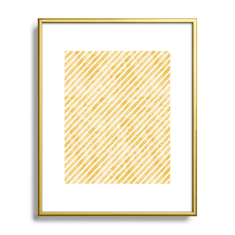Little Arrow Design Co gold watercolor stripes diagonal Metal Framed Art Print