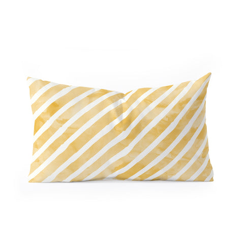 Little Arrow Design Co gold watercolor stripes diagonal Oblong Throw Pillow
