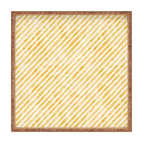 Little Arrow Design Co gold watercolor stripes diagonal Square Tray
