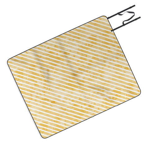 Little Arrow Design Co gold watercolor stripes diagonal Picnic Blanket