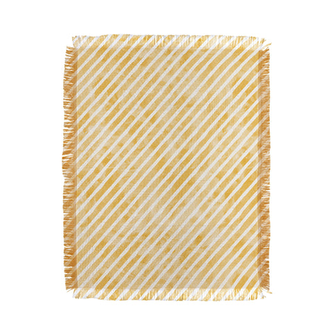 Little Arrow Design Co gold watercolor stripes diagonal Throw Blanket