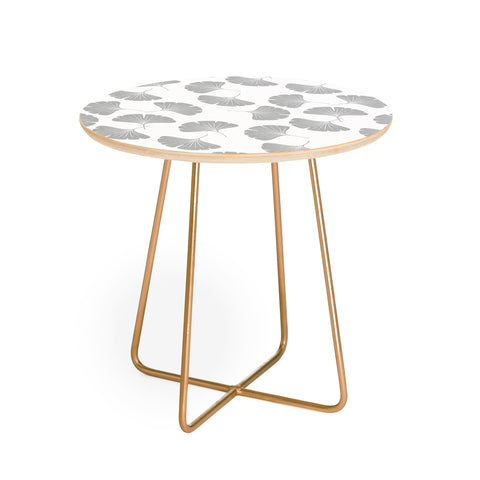 Little Arrow Design Co gray ginkgo leaves Round Side Table