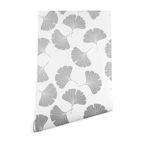 Little Arrow Design Co gray ginkgo leaves Wallpaper