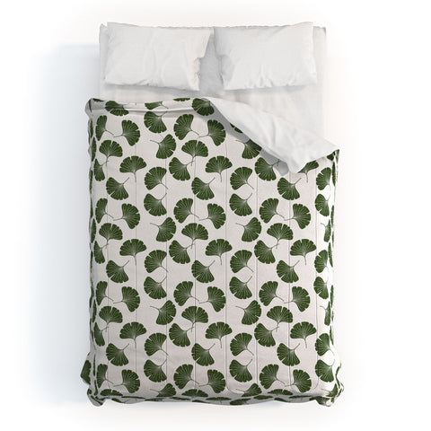Little Arrow Design Co green ginkgo leaves Comforter