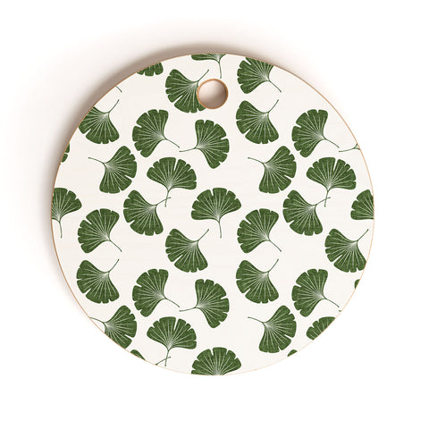Little Arrow Design Co green ginkgo leaves Cutting Board Round