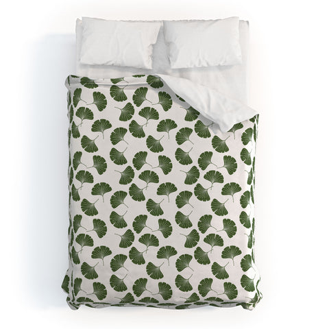 Little Arrow Design Co green ginkgo leaves Duvet Cover