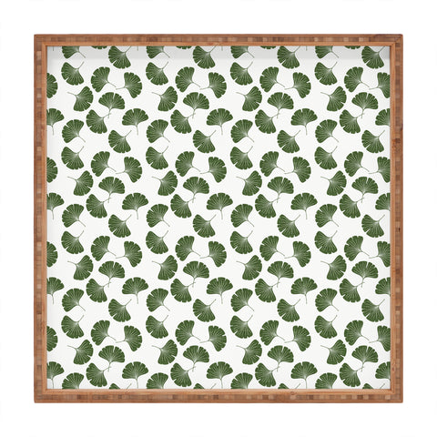Little Arrow Design Co green ginkgo leaves Square Tray