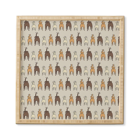 Little Arrow Design Co Happy Dogs on Beige Framed Wall Art
