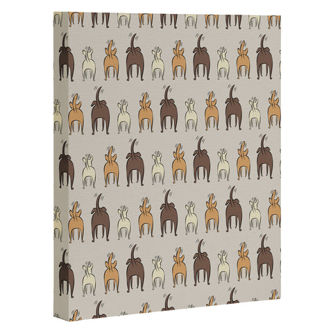 Little Arrow Design Co Happy Dogs on Beige Art Canvas