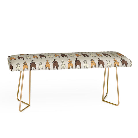 Little Arrow Design Co Happy Dogs on Beige Bench