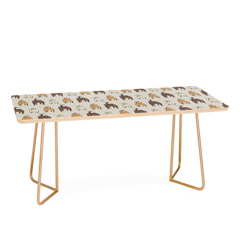 Little Arrow Design Co Happy Dogs on Beige Coffee Table