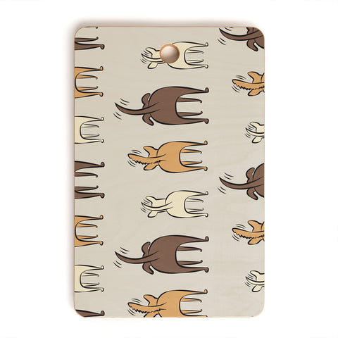 Little Arrow Design Co Happy Dogs on Beige Cutting Board Rectangle