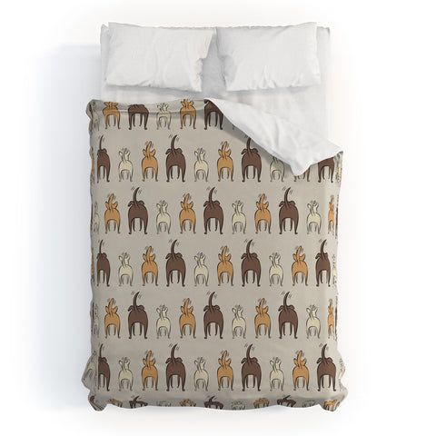 Little Arrow Design Co Happy Dogs on Beige Duvet Cover