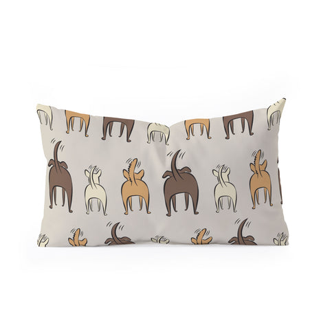 Little Arrow Design Co Happy Dogs on Beige Oblong Throw Pillow