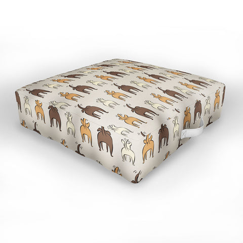 Little Arrow Design Co Happy Dogs on Beige Outdoor Floor Cushion