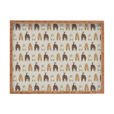 Little Arrow Design Co Happy Dogs on Beige Rectangular Tray