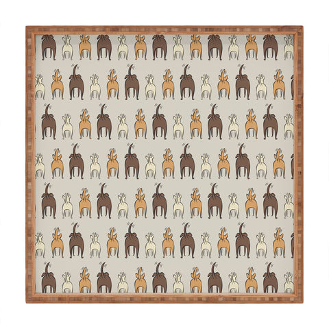 Little Arrow Design Co Happy Dogs on Beige Square Tray