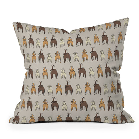 Little Arrow Design Co Happy Dogs on Beige Throw Pillow
