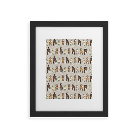 Little Arrow Design Co Happy Dogs on Beige Framed Art Print