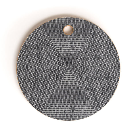 Little Arrow Design Co hexagon stripes gray Cutting Board Round