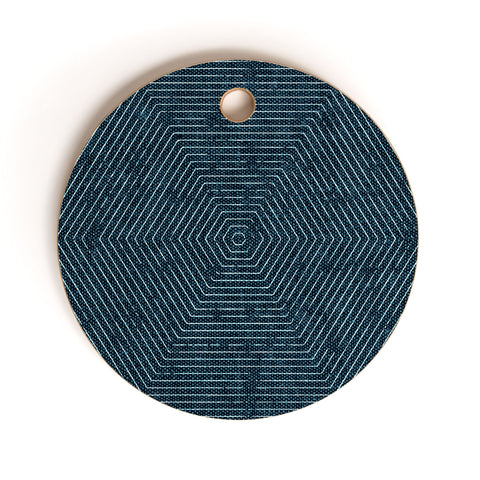Little Arrow Design Co hexagon stripes navy Cutting Board Round