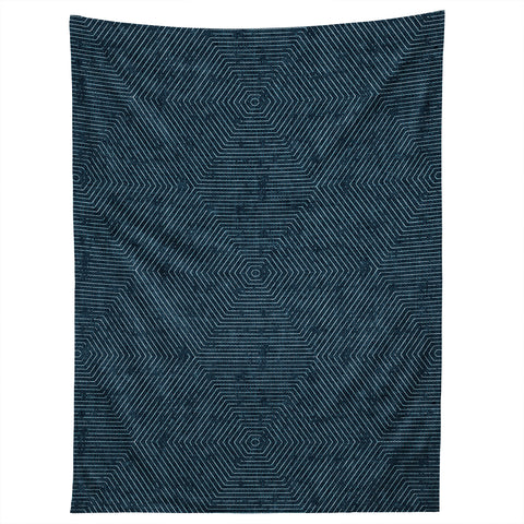 Little Arrow Design Co hexagon stripes navy Tapestry