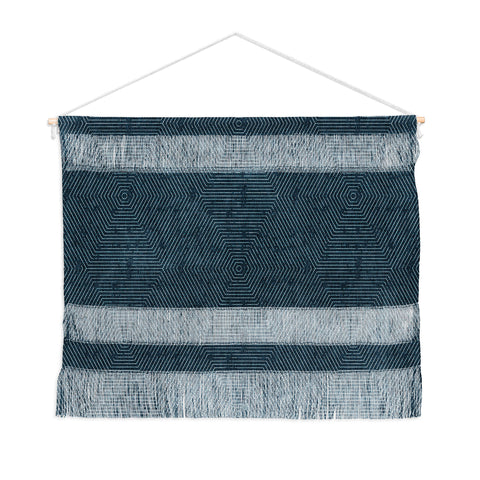 Little Arrow Design Co hexagon stripes navy Wall Hanging Landscape