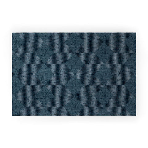 Little Arrow Design Co hexagon stripes navy Welcome Mat