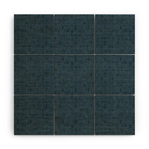 Little Arrow Design Co hexagon stripes navy Wood Wall Mural