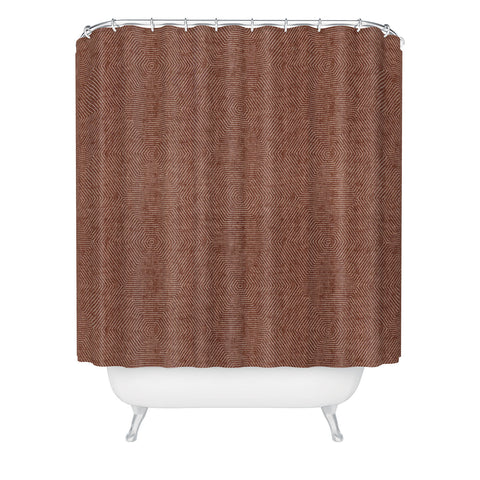 Little Arrow Design Co hexagon stripes rust Shower Curtain