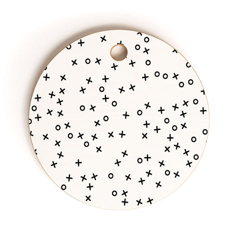 Little Arrow Design Co hugs and kisses XO monochrome Cutting Board Round