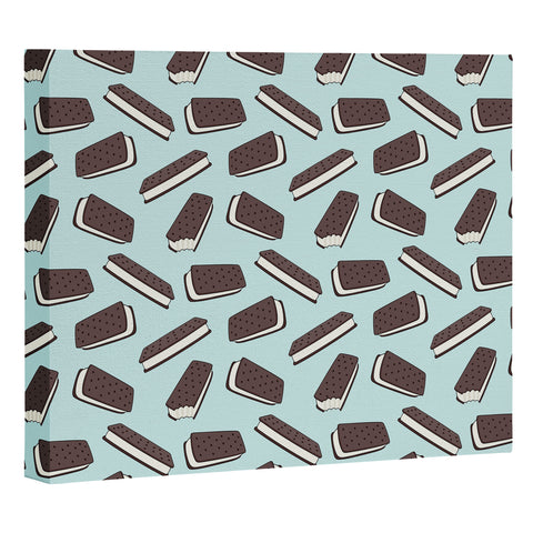 Little Arrow Design Co ice cream sandwich on blue Art Canvas