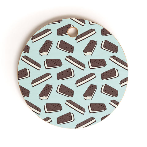 Little Arrow Design Co ice cream sandwich on blue Cutting Board Round