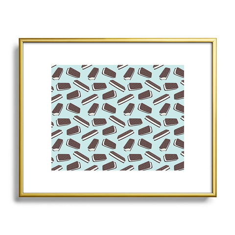 Little Arrow Design Co ice cream sandwich on blue Metal Framed Art Print