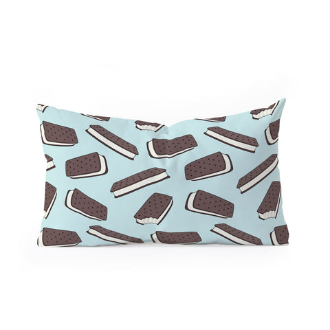 Little Arrow Design Co ice cream sandwich on blue Oblong Throw Pillow