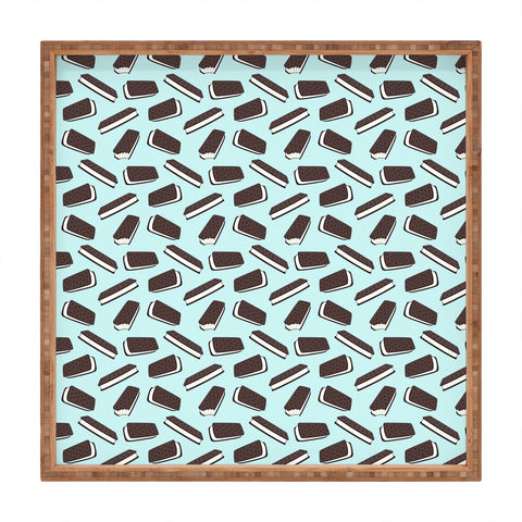 Little Arrow Design Co ice cream sandwich on blue Square Tray