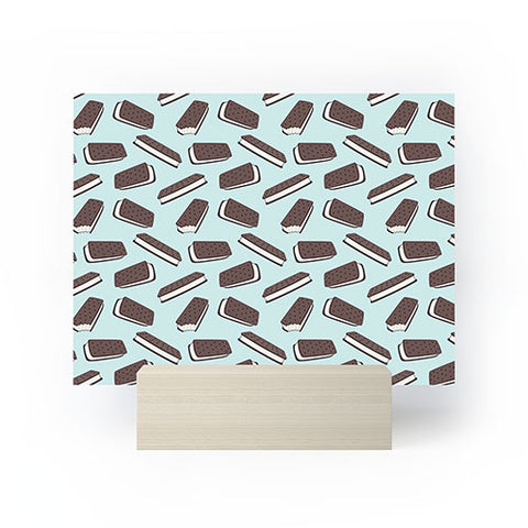 Little Arrow Design Co ice cream sandwich on blue Mini Art Print