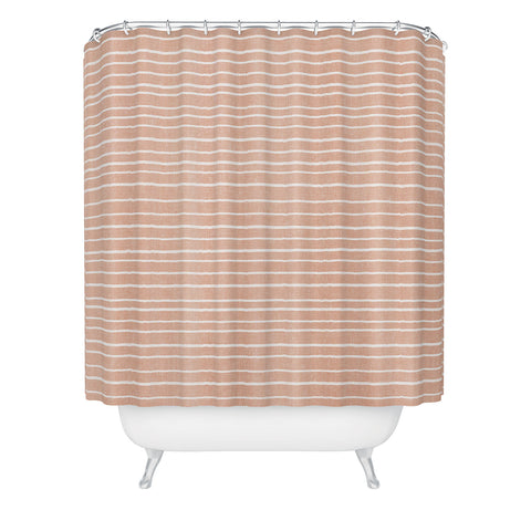 Little Arrow Design Co irregular stripes peach Shower Curtain