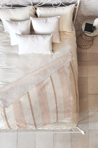 Little Arrow Design Co ivy stripes cream and blush Fleece Throw Blanket