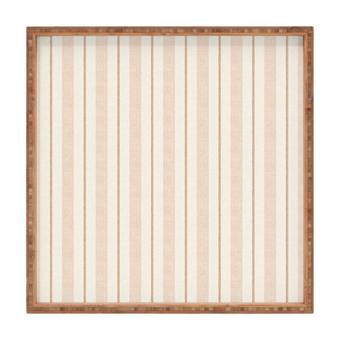 Little Arrow Design Co ivy stripes cream and blush Square Tray