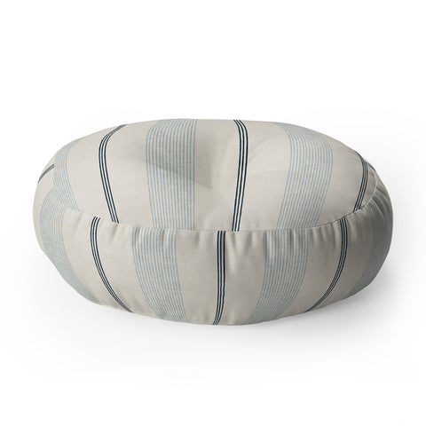 Little Arrow Design Co ivy stripes cream dusty blue Floor Pillow Round