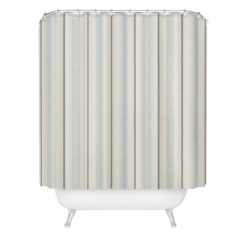 Little Arrow Design Co ivy stripes cream dusty blue Shower Curtain