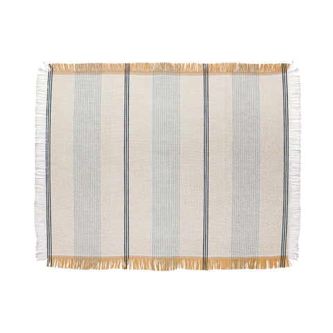 Little Arrow Design Co ivy stripes cream dusty blue Throw Blanket